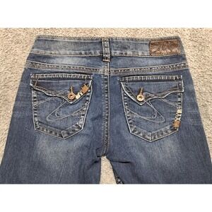 Silver Jeans Women's 28x32 Suki Surplus Bootcut Denim Blue Western Pockets Flap